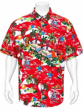New-Christmas All Over Santa Claus Tropical Surfing Beach Tiki Hawaiian Shirt 3X